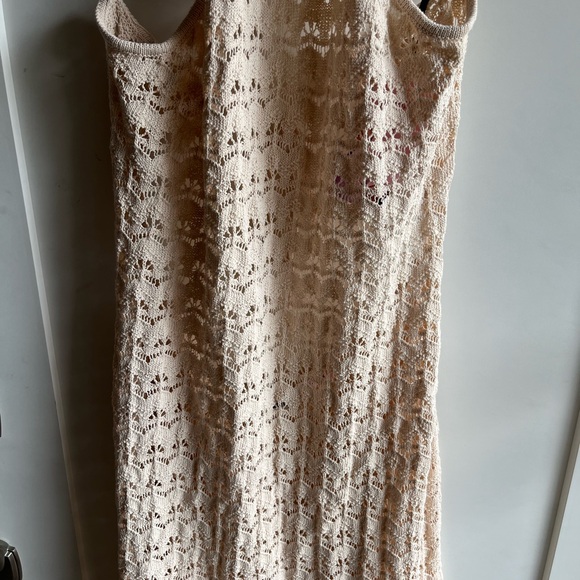 FUTURE COLLECTIVE Halter Tie Neck Open Knit Crochet Midi Dress - Picture 5 of 12